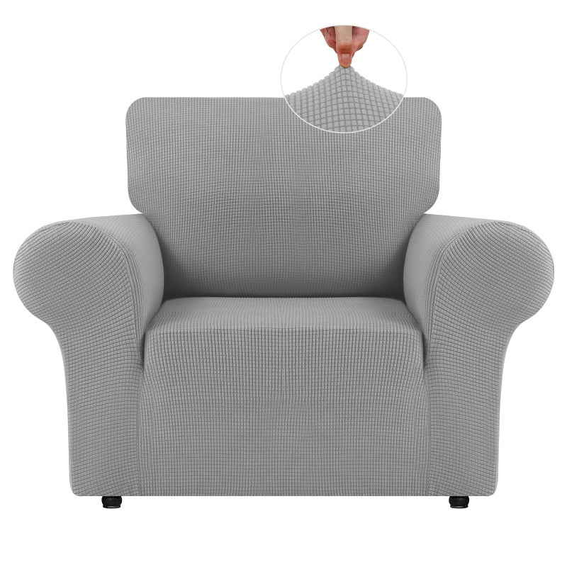 LURKA Stretch Chair Sofa Slipcovers 1 Piece Couch Covers for Sofa Furniture Protector Full Sofa Covers with Elastic Bottom for Kids and Dog (Small  Sliver) - Image 1